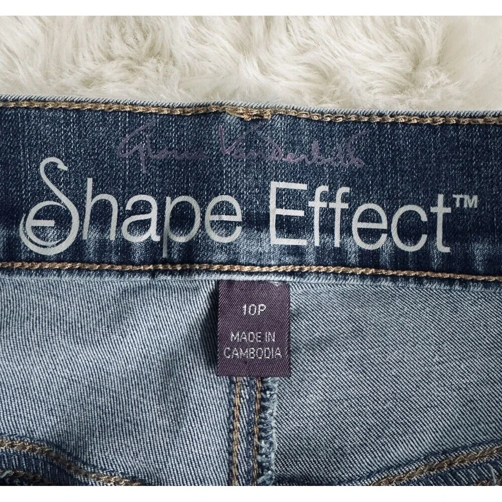 Gloria Shape Effect Pull On Bermuda Shorts Petite 10P (W31 Inseam 9) Blue Womens